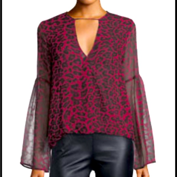 Ella Moss tigris v neck silk chiffon blouse - Picture 1 of 3